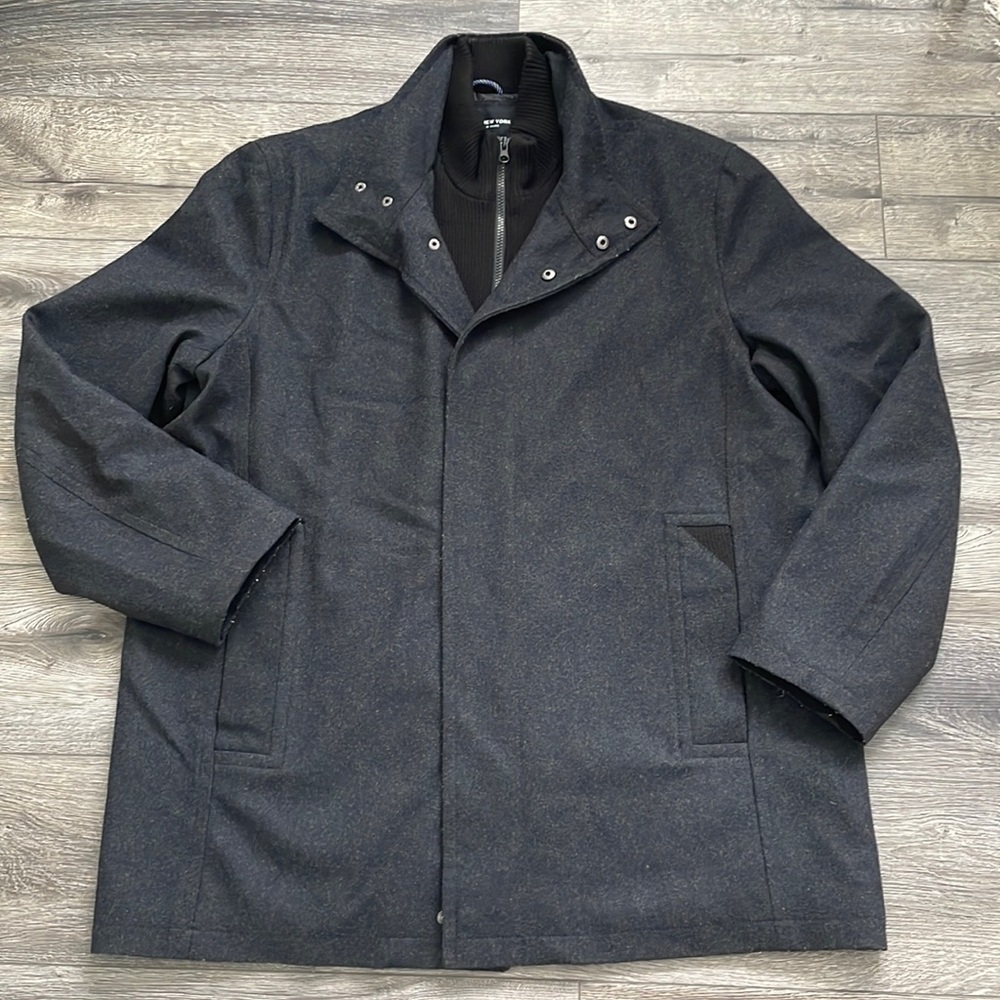 Andrew Marc | Mens Mid Length Wool Water Resistant Inner Bib Jacket XXL Charcoal